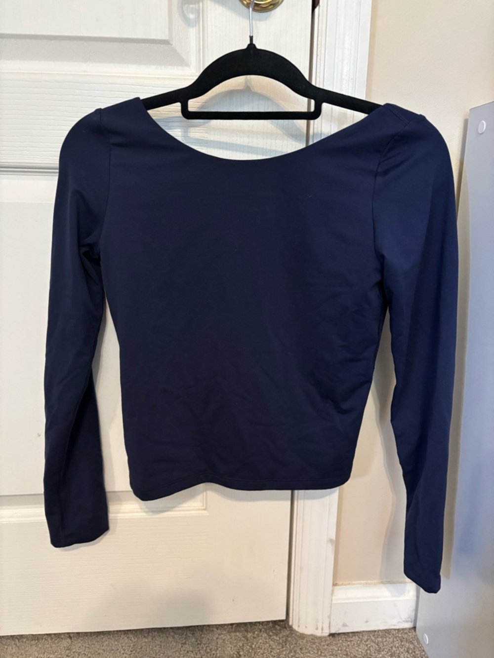 aerie Navy Long Sleeve Boatneck Top